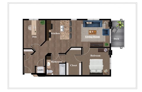 Floor plan for 1 bed, 1 bath, 928 sqft